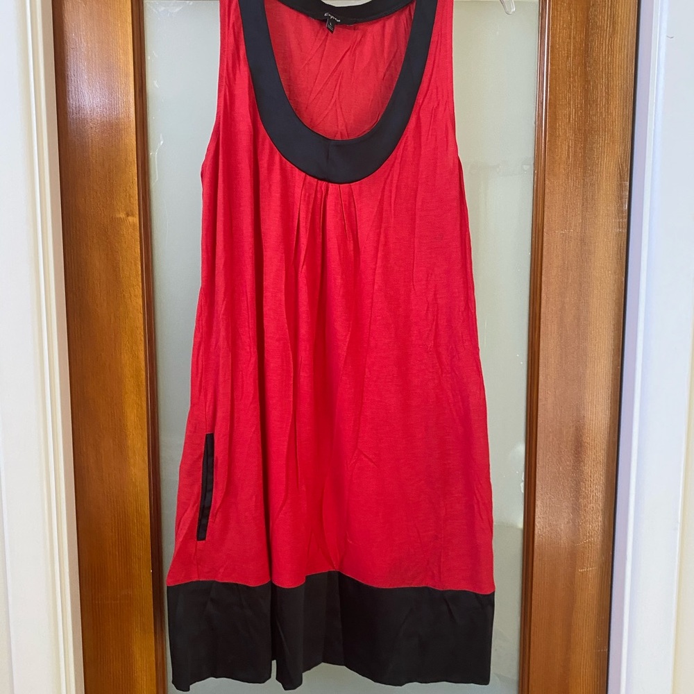 Red and black dress with pockets (L)